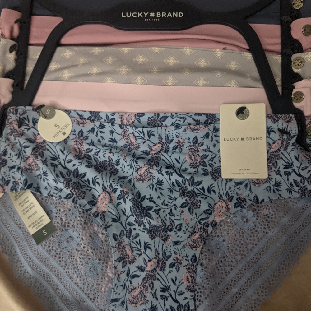 NWT Lucky Brand Size Small 5 Pack Lace Back Hipsters